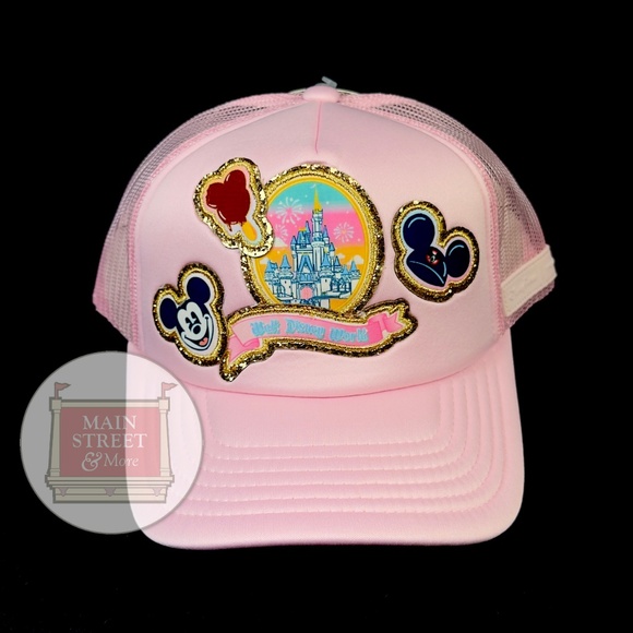 Stoney Clover Lane Accessories - 2025 Disney World Stoney Clover Lane Patches Patches Trucker Pink Cap Hat - NEW